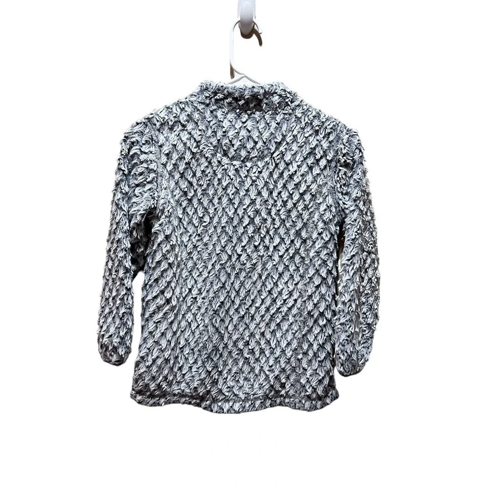 Simply Southern Sz Youth Lg YL Gray Textured 1/4 Zip Cozy Jacket Faux Sherpa‎